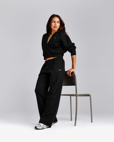 Foundations All Season Cropped Zip Up Hoodie | Black