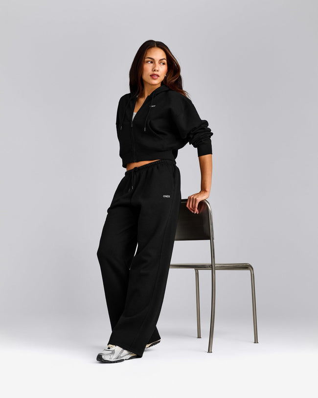 Foundations All Season Cropped Zip Up Hoodie | Black
