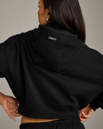 Foundations All Season Cropped Zip Up Hoodie | Black