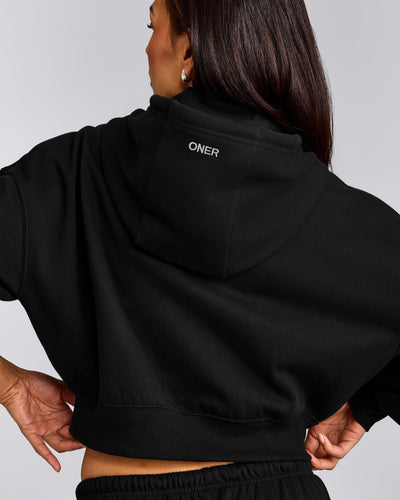 Foundations All Season Cropped Zip Up Hoodie | Black