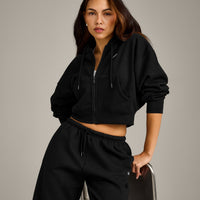 Foundations All Season Cropped Zip Up Hoodie | Black