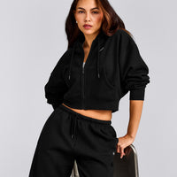 Foundations All Season Cropped Zip Up Hoodie | Black