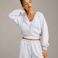 Foundations All Season Cropped Zip Up Hoodie | Gray Marl