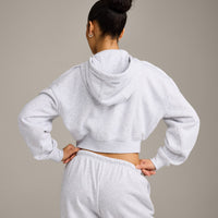 Foundations All Season Cropped Zip Up Hoodie | Gray Marl