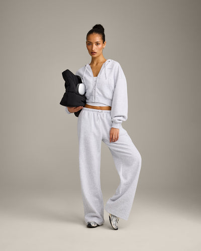 Foundations All Season Cropped Zip Up Hoodie | Gray Marl