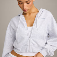 Foundations All Season Cropped Zip Up Hoodie | Gray Marl