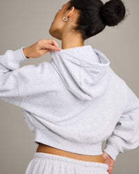 Foundations All Season Cropped Zip Up Hoodie | Gray Marl