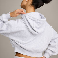 Foundations All Season Cropped Zip Up Hoodie | Gray Marl