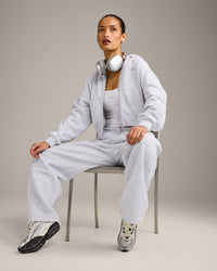 Foundations All Season Cropped Zip Up Hoodie | Gray Marl