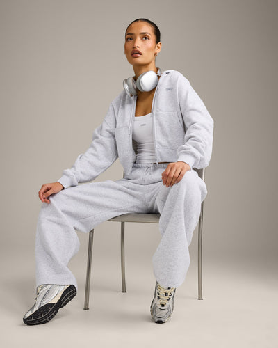 Foundations All Season Cropped Zip Up Hoodie | Gray Marl