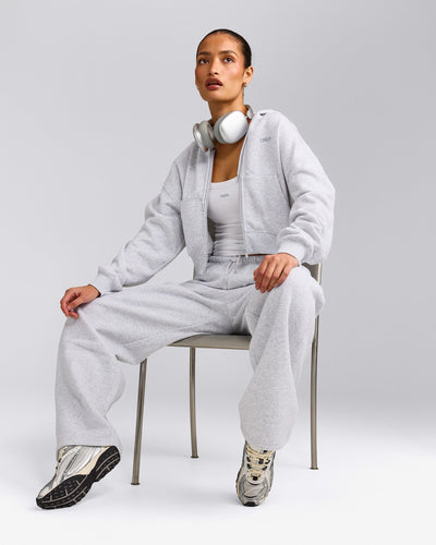 Foundations All Season Cropped Zip Up Hoodie | Gray Marl