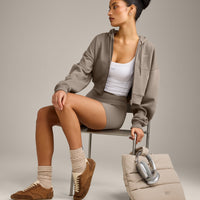 Foundations All Season Cropped Zip Up Hoodie | Minky