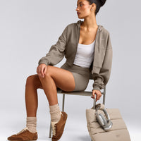 Foundations All Season Cropped Zip Up Hoodie | Minky