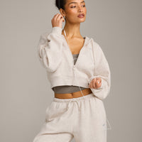 Foundations All Season Cropped Zip Up Hoodie | Oat Marl