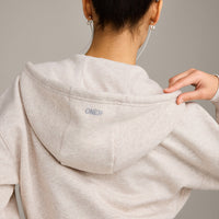Foundations All Season Cropped Zip Up Hoodie | Oat Marl