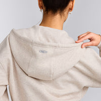 Foundations All Season Cropped Zip Up Hoodie | Oat Marl