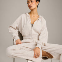 Foundations All Season Cropped Zip Up Hoodie | Oat Marl