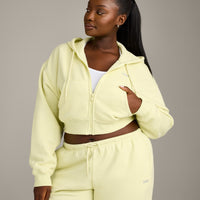 Foundations All Season Cropped Zip Up Hoodie | Pastel Yellow