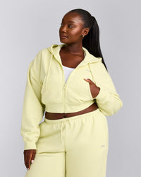Foundations All Season Cropped Zip Up Hoodie | Pastel Yellow