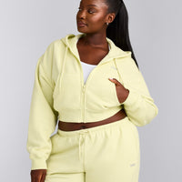 Foundations All Season Cropped Zip Up Hoodie | Pastel Yellow