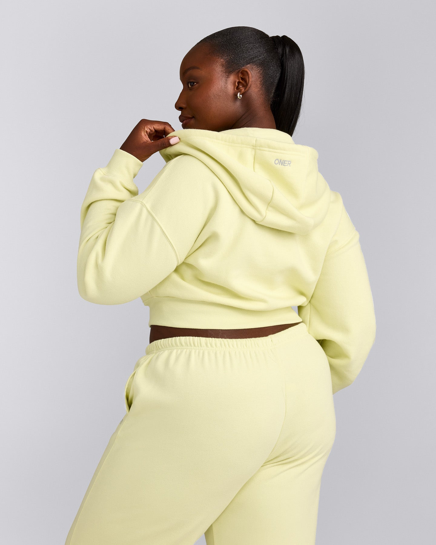 Foundations All Season Cropped Zip Up Hoodie | Pastel Yellow