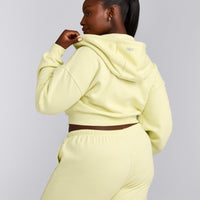 Foundations All Season Cropped Zip Up Hoodie | Pastel Yellow