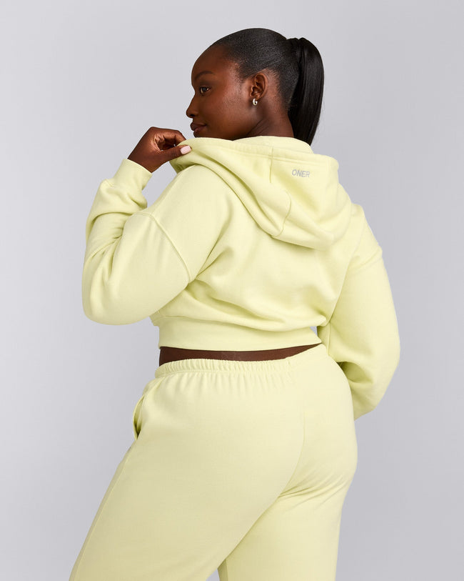 Foundations All Season Cropped Zip Up Hoodie | Pastel Yellow