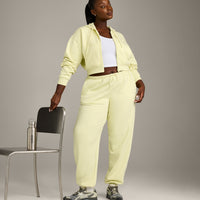 Foundations All Season Cropped Zip Up Hoodie | Pastel Yellow