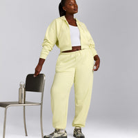 Foundations All Season Cropped Zip Up Hoodie | Pastel Yellow