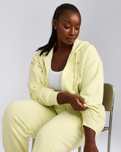 Foundations All Season Cropped Zip Up Hoodie | Pastel Yellow