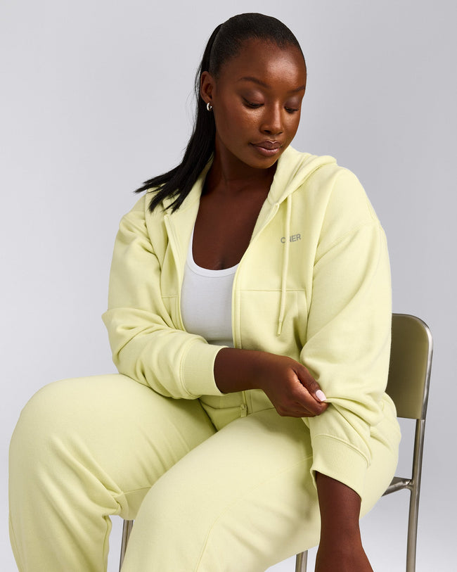 Foundations All Season Cropped Zip Up Hoodie | Pastel Yellow