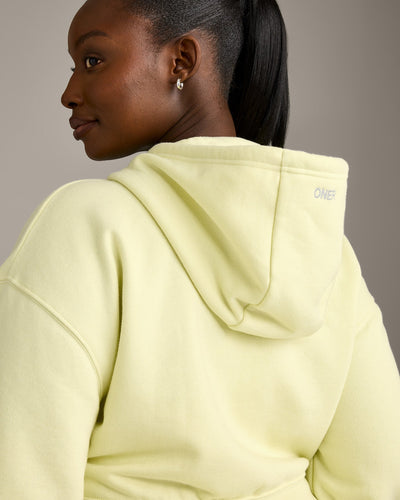 Foundations All Season Cropped Zip Up Hoodie | Pastel Yellow