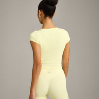 Mellow™ Rib Mid Short Sleeve Cardigan | Pastel Yellow