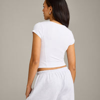 Mellow™ Rib Mid Short Sleeve Cardigan | White