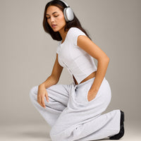 Mellow™ Rib Mid Short Sleeve Cardigan | White
