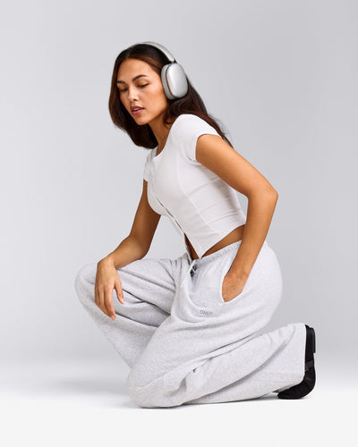 Mellow™ Rib Mid Short Sleeve Cardigan | White