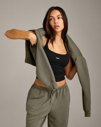 Mellow™ Rib Racer Back Mid Tank Top with Built in Bra Shelf | Black