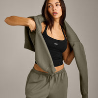 Mellow™ Rib Racer Back Mid Tank Top with Built in Bra Shelf | Black