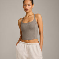 Mellow™ Rib Racer Back Mid Tank Top with Built in Bra Shelf | Warm Minky