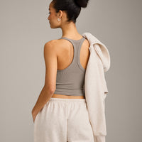 Mellow™ Rib Racer Back Mid Tank Top with Built in Bra Shelf | Warm Minky