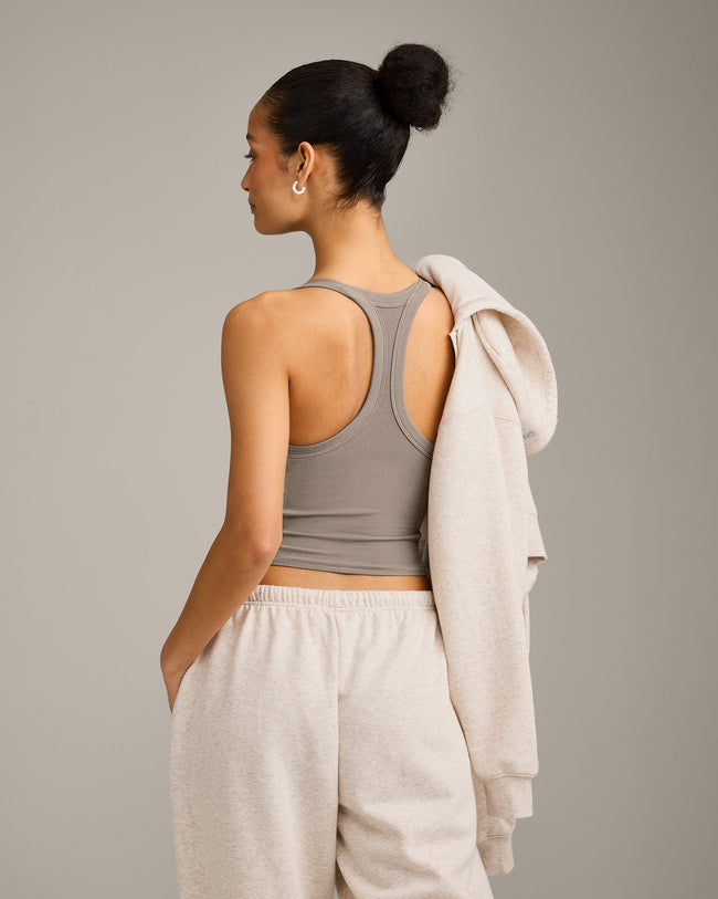 Mellow™ Rib Racer Back Mid Tank Top with Built in Bra Shelf | Warm Minky