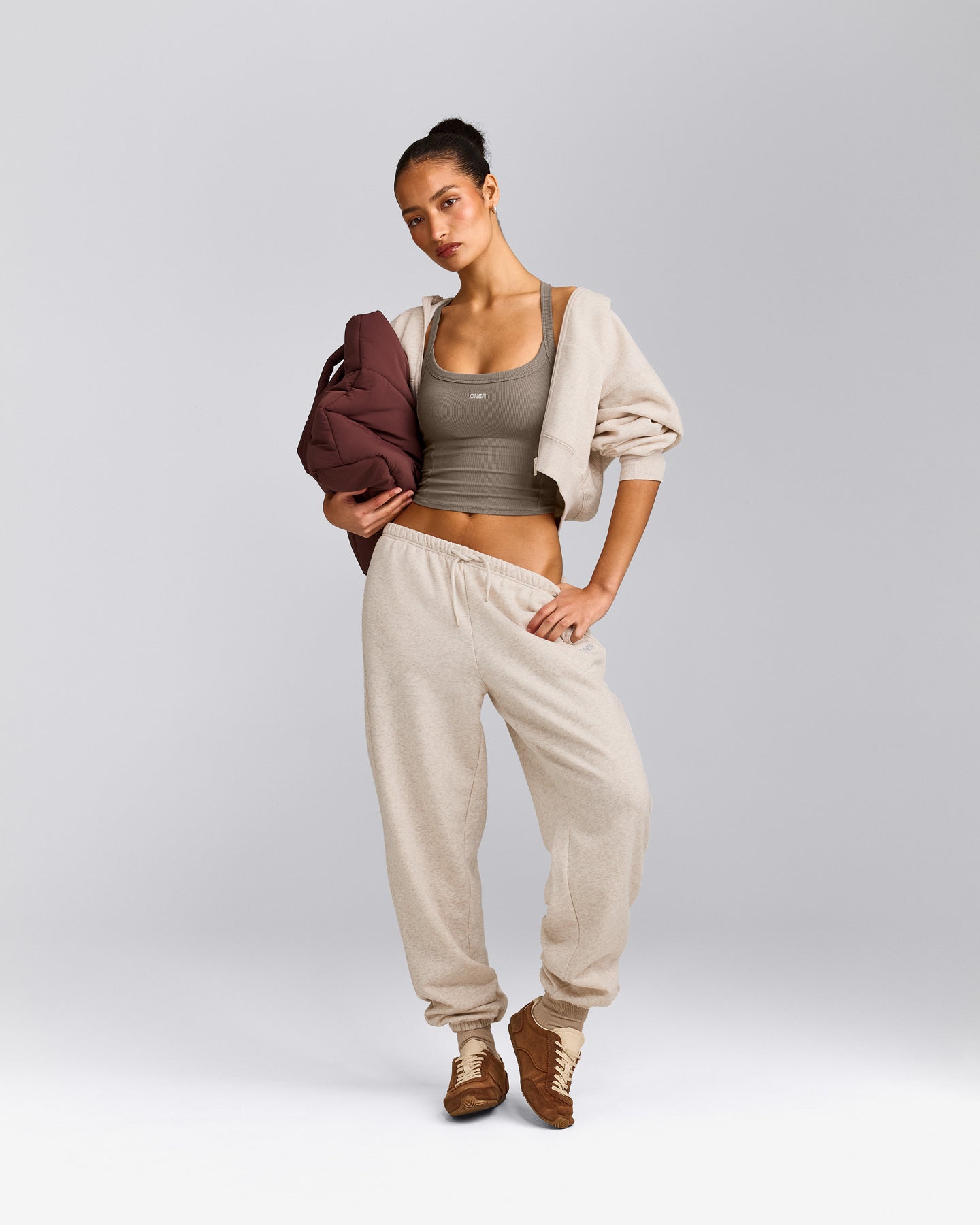 Mellow™ Rib Racer Back Mid Tank Top with Built in Bra Shelf | Warm Minky