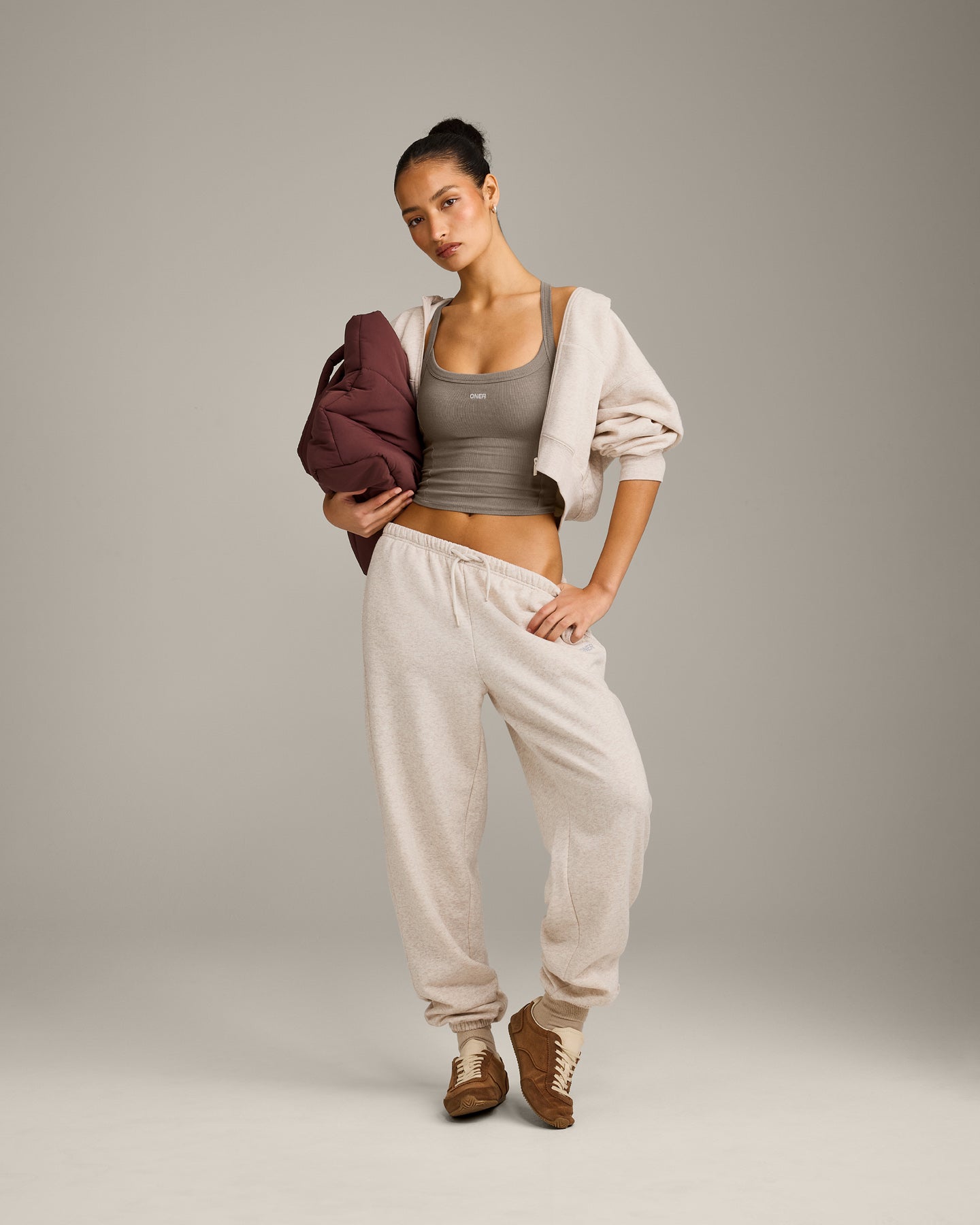 Mellow™ Rib Racer Back Mid Tank Top with Built in Bra Shelf | Warm Minky