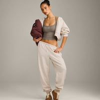 Mellow™ Rib Racer Back Mid Tank Top with Built in Bra Shelf | Warm Minky