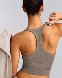 Mellow™ Rib Racer Back Mid Tank Top with Built in Bra Shelf | Warm Minky