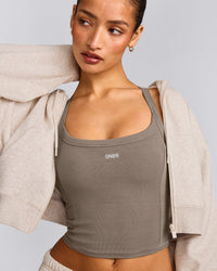 Mellow™ Rib Racer Back Mid Tank Top with Built in Bra Shelf | Warm Minky