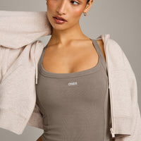 Mellow™ Rib Racer Back Mid Tank Top with Built in Bra Shelf | Warm Minky