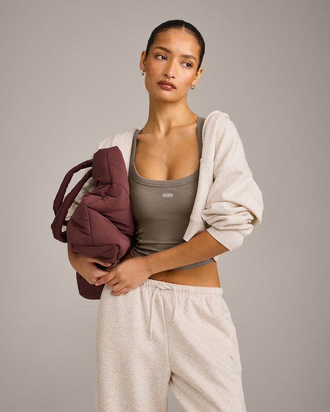 Mellow™ Rib Racer Back Mid Tank Top with Built in Bra Shelf | Warm Minky