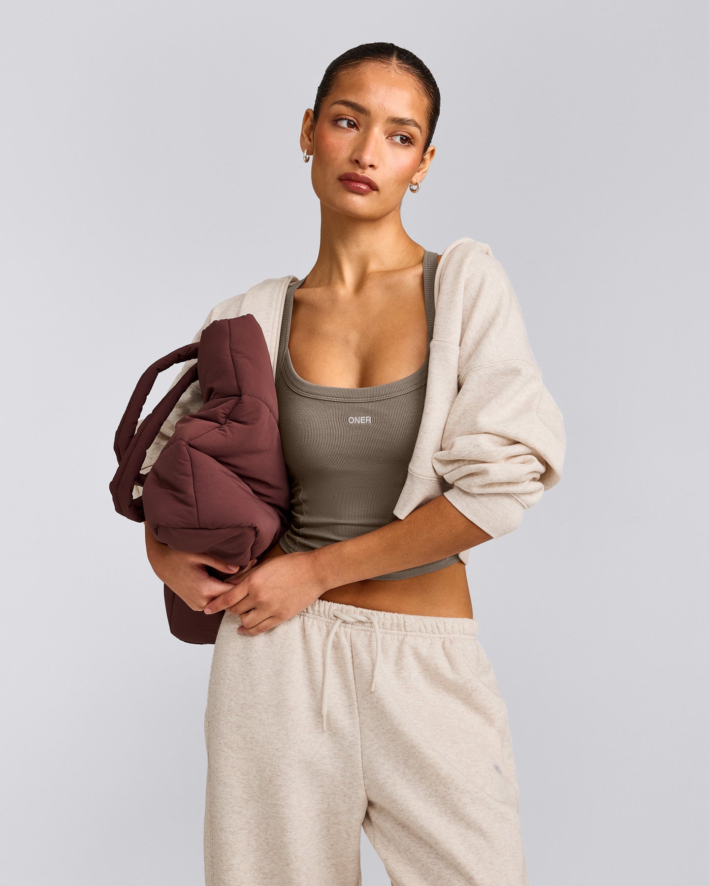 Mellow™ Rib Racer Back Mid Tank Top with Built in Bra Shelf | Warm Minky
