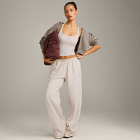Mellow™ Rib Racer Back Mid Tank Top with Built in Bra Shelf | Oat Marl